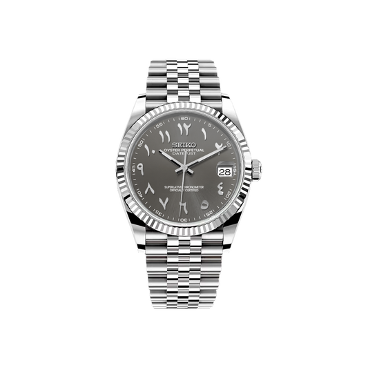 Seiko Mod DateJust - Argent - Gris Arabic