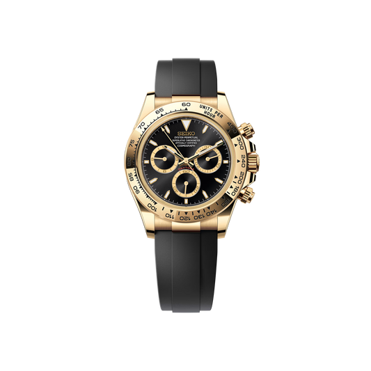 Seiko Mod Daytona OysterFlex Or - Noir/Or