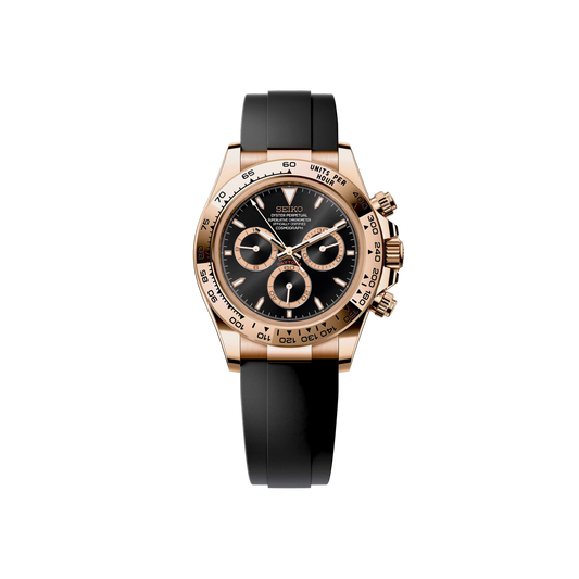 Seiko Mod Daytona OysterFlex Or Rose - Noir/Or Rose