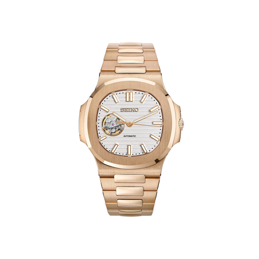 Seiko Mod Nautilus - Or Rose - Blanc - OpenHeart