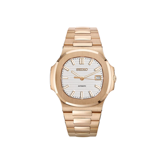 Seiko Mod Nautilus - Or Rose - Blanc