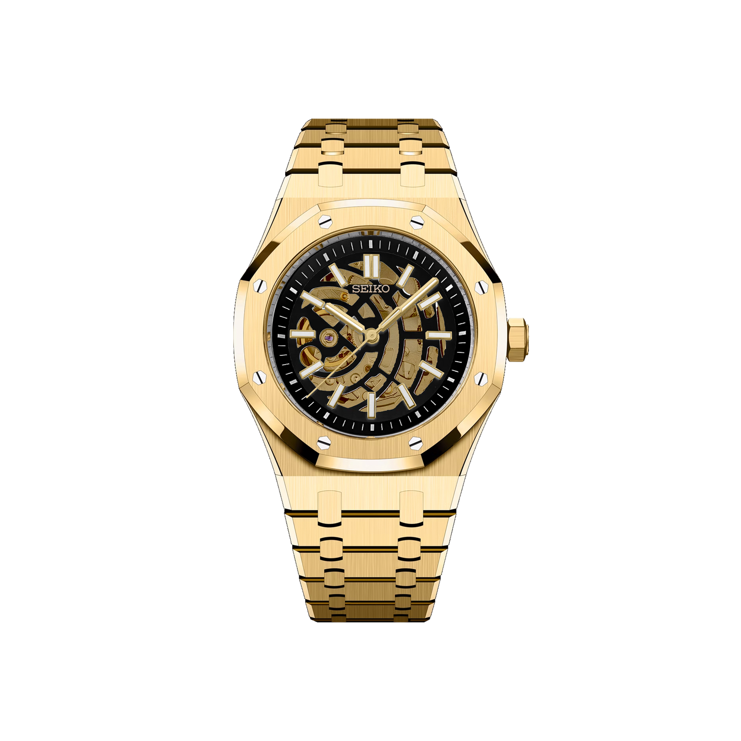 Seiko Mod Royal Skeleton Oak Or - Noir