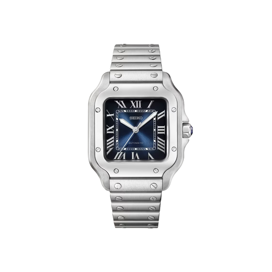 Seiko Mod Santos - Argent - Bleu