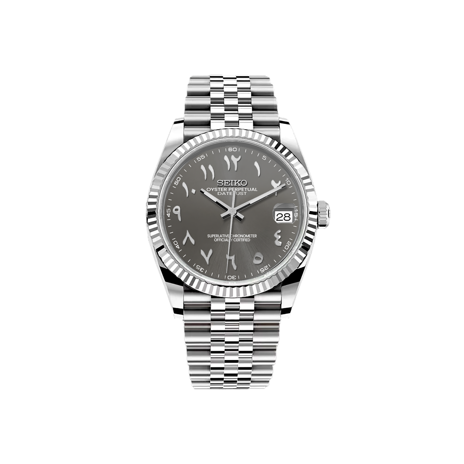 Seiko Mod DateJust - Argent - Gris Arabic