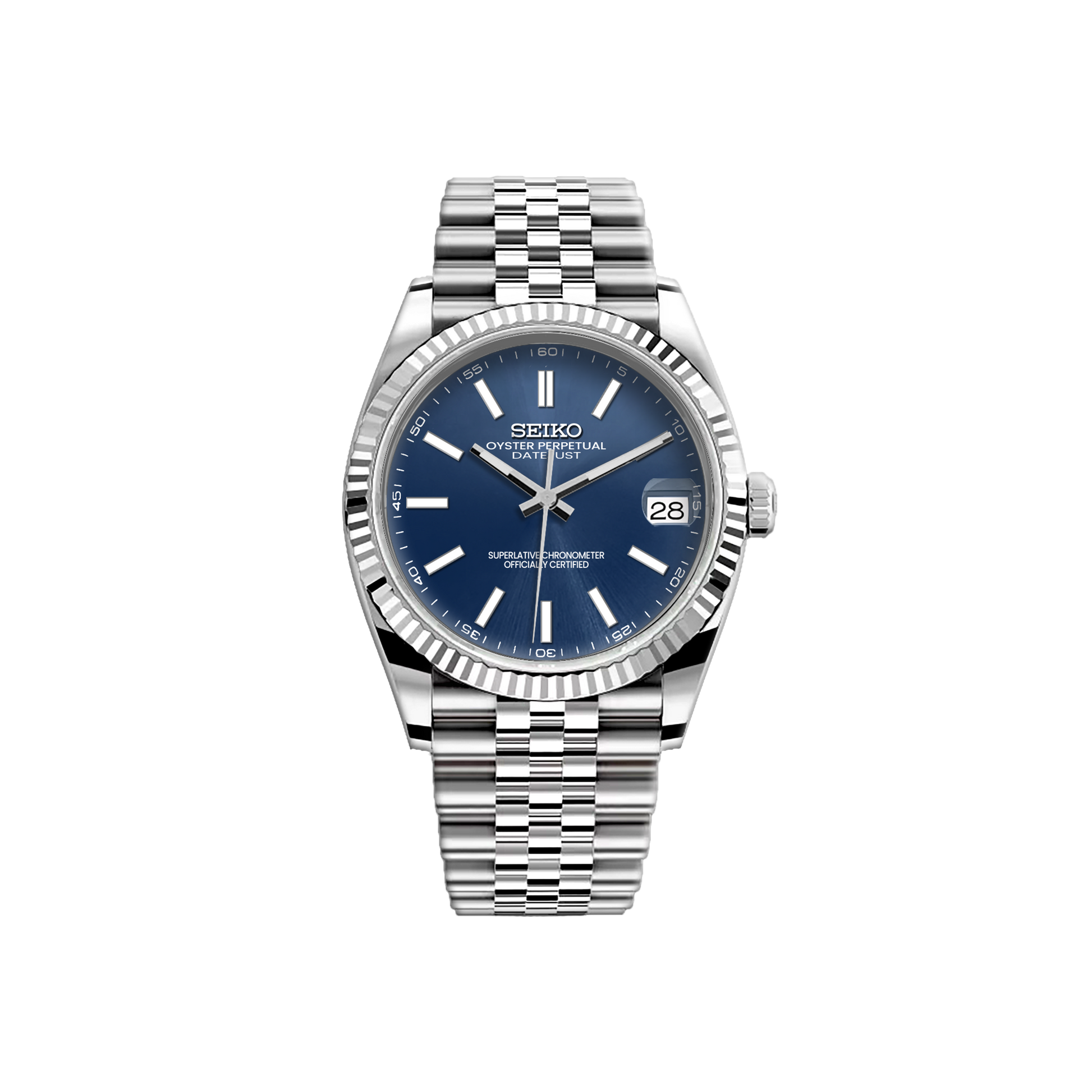 Seiko Mod DateJust - Argent - Bleu Nuit