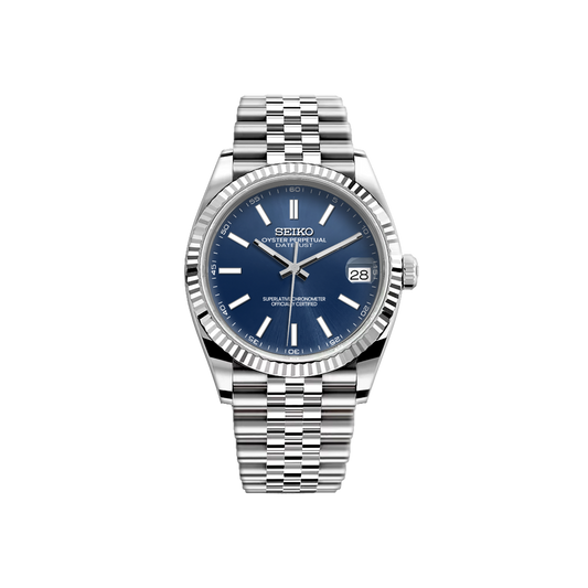Seiko Mod DateJust - Argent - Bleu Nuit