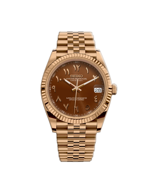 Seiko Mod DateJust - Or Rose - Marron