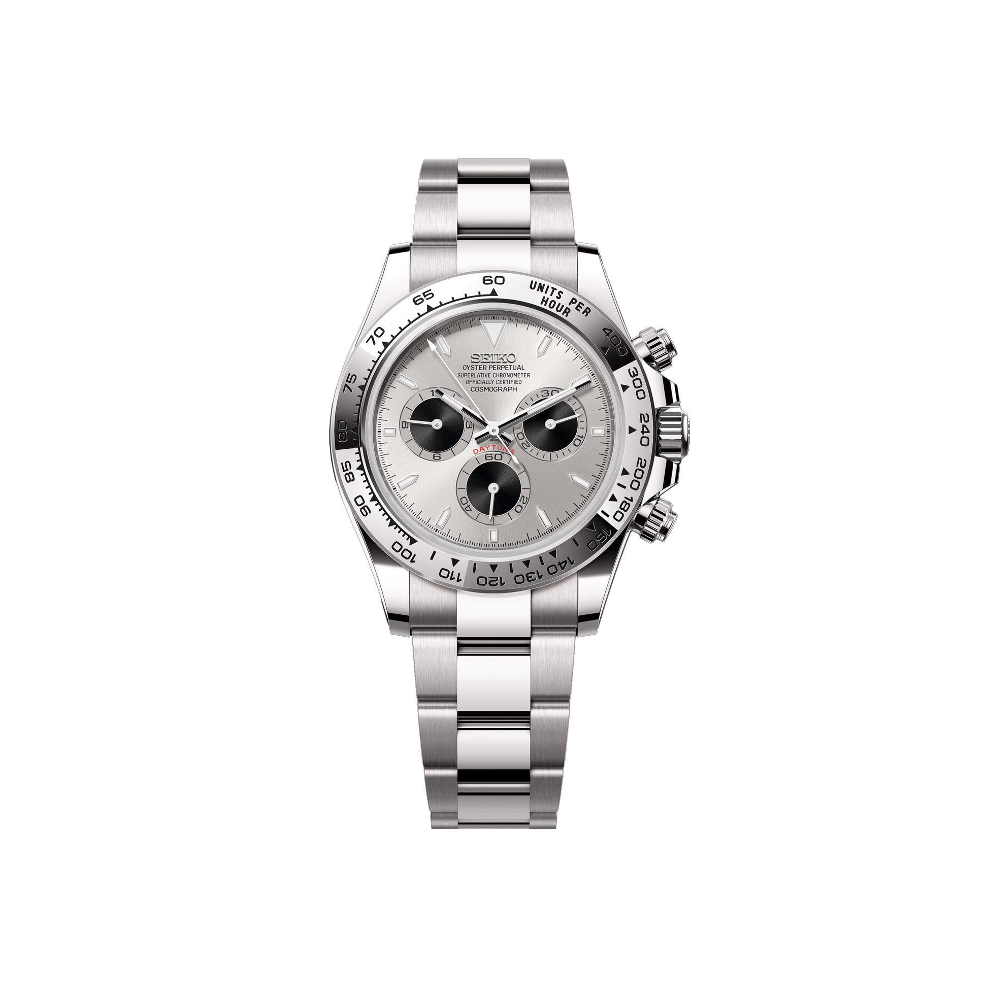 Seiko Mod Daytona Argenté - Argenté