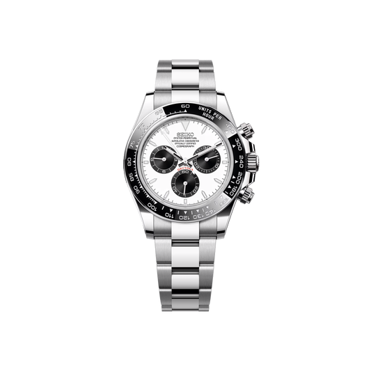 Seiko Mod Daytona Argenté - Blanc/Noir