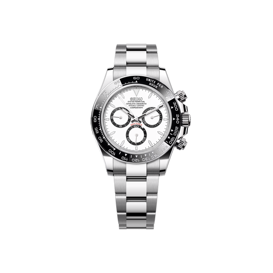 Seiko Mod Daytona Argenté - Blanc