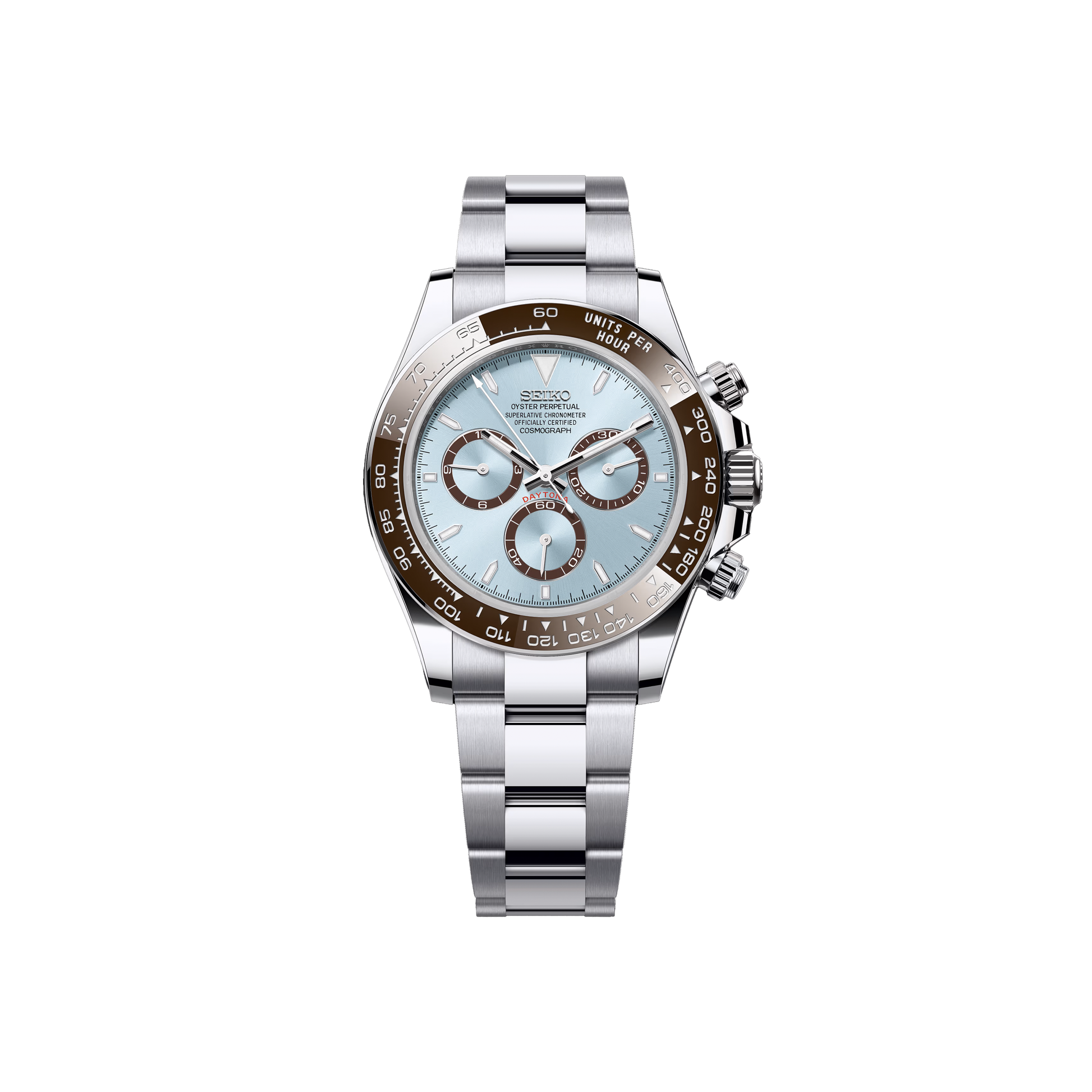 Seiko Mod Daytona Argenté - Bleu