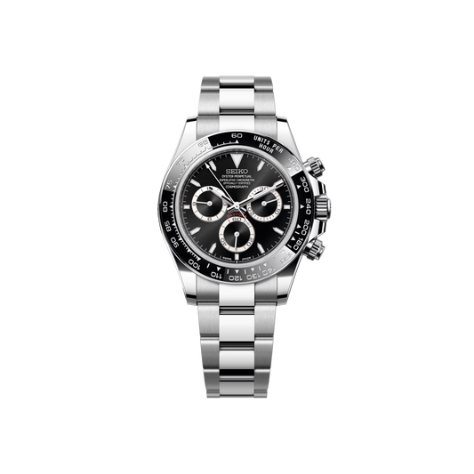 Seiko Mod Daytona Argenté - Noir