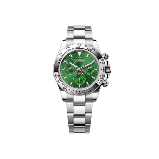 Seiko Mod Daytona Argenté - Vert