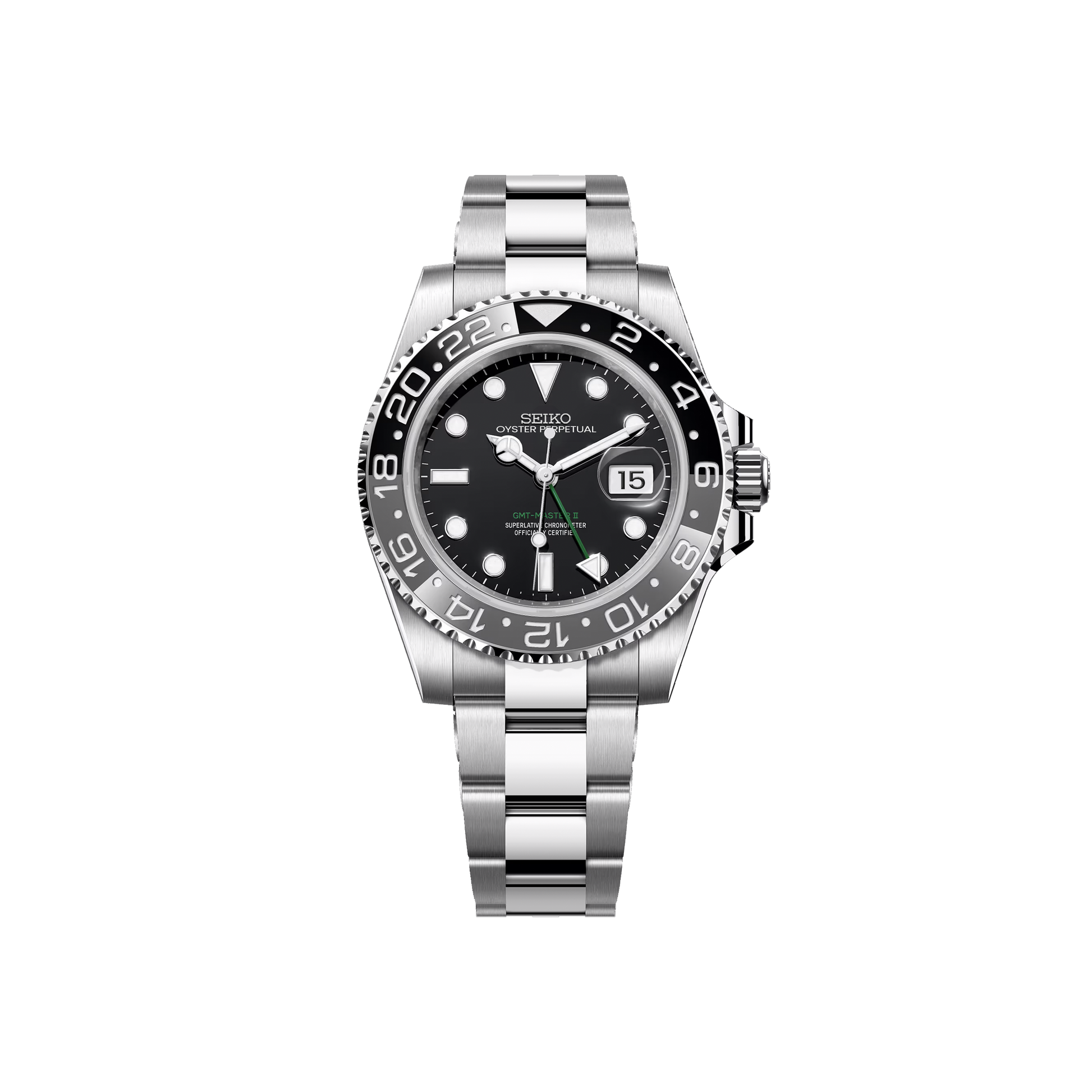 Seiko Mod GMT "Bruce Wayne" Noir & Gris