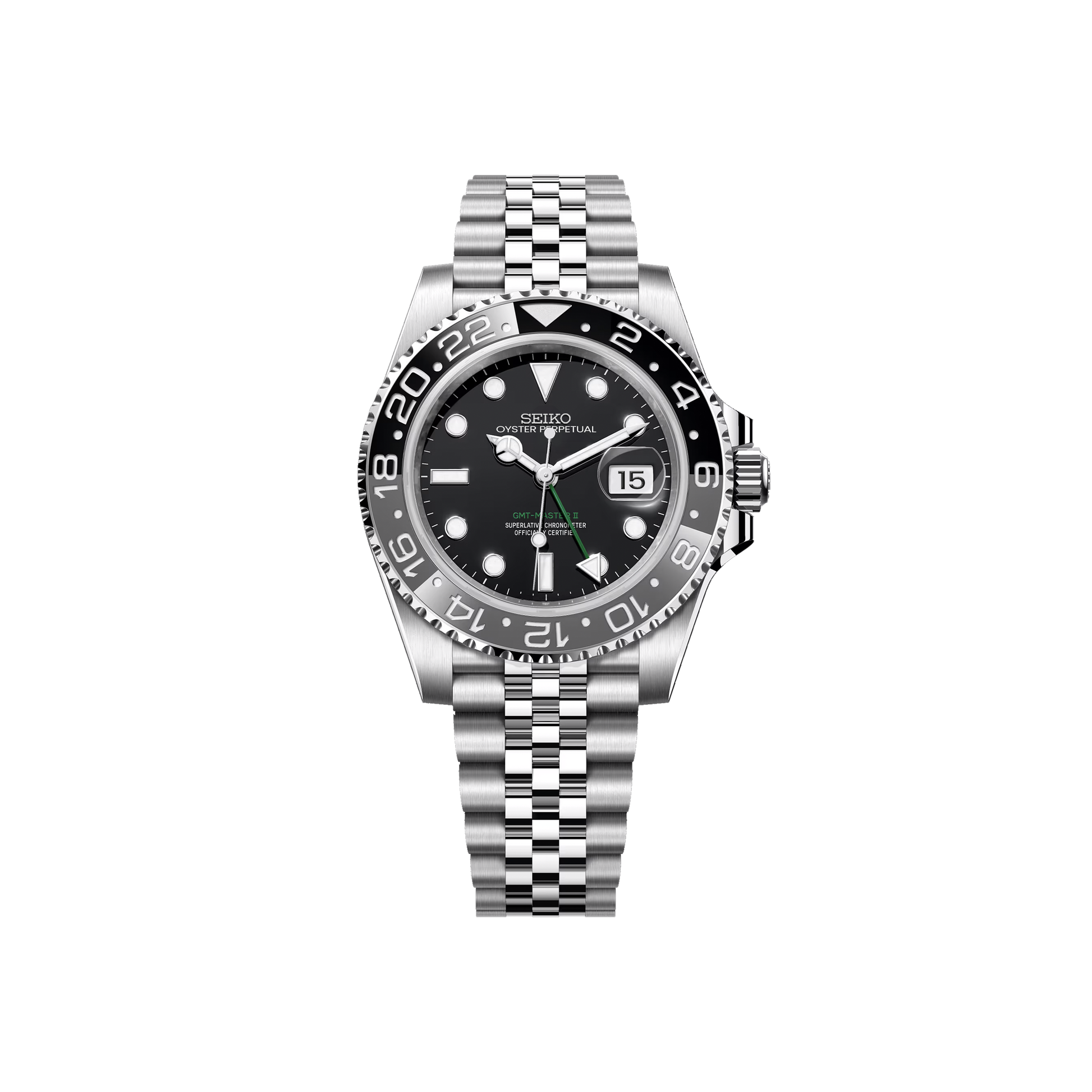 Seiko Mod GMT "Bruce Wayne" Noir & Gris