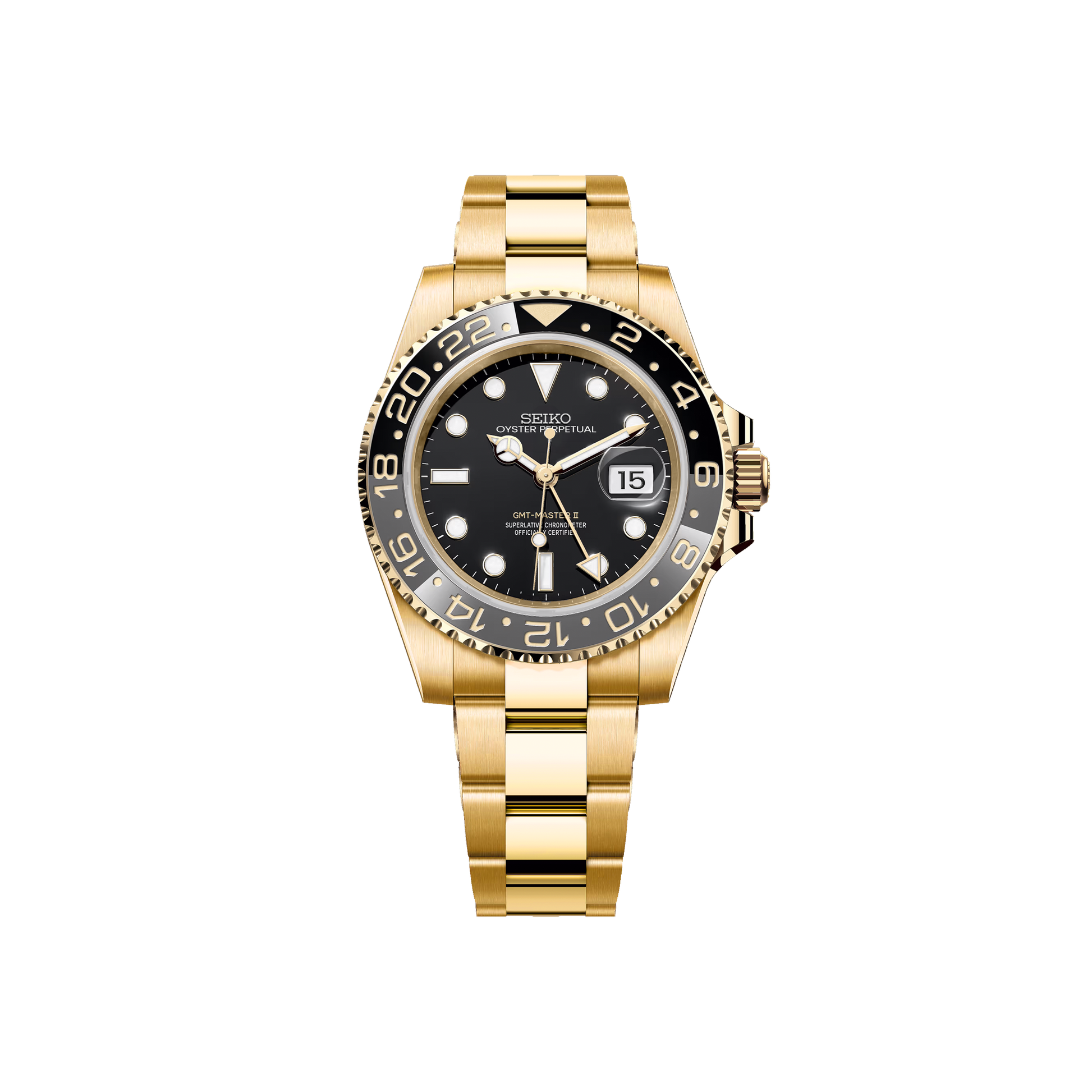 Seiko Mod GMT Or - Noir & Or