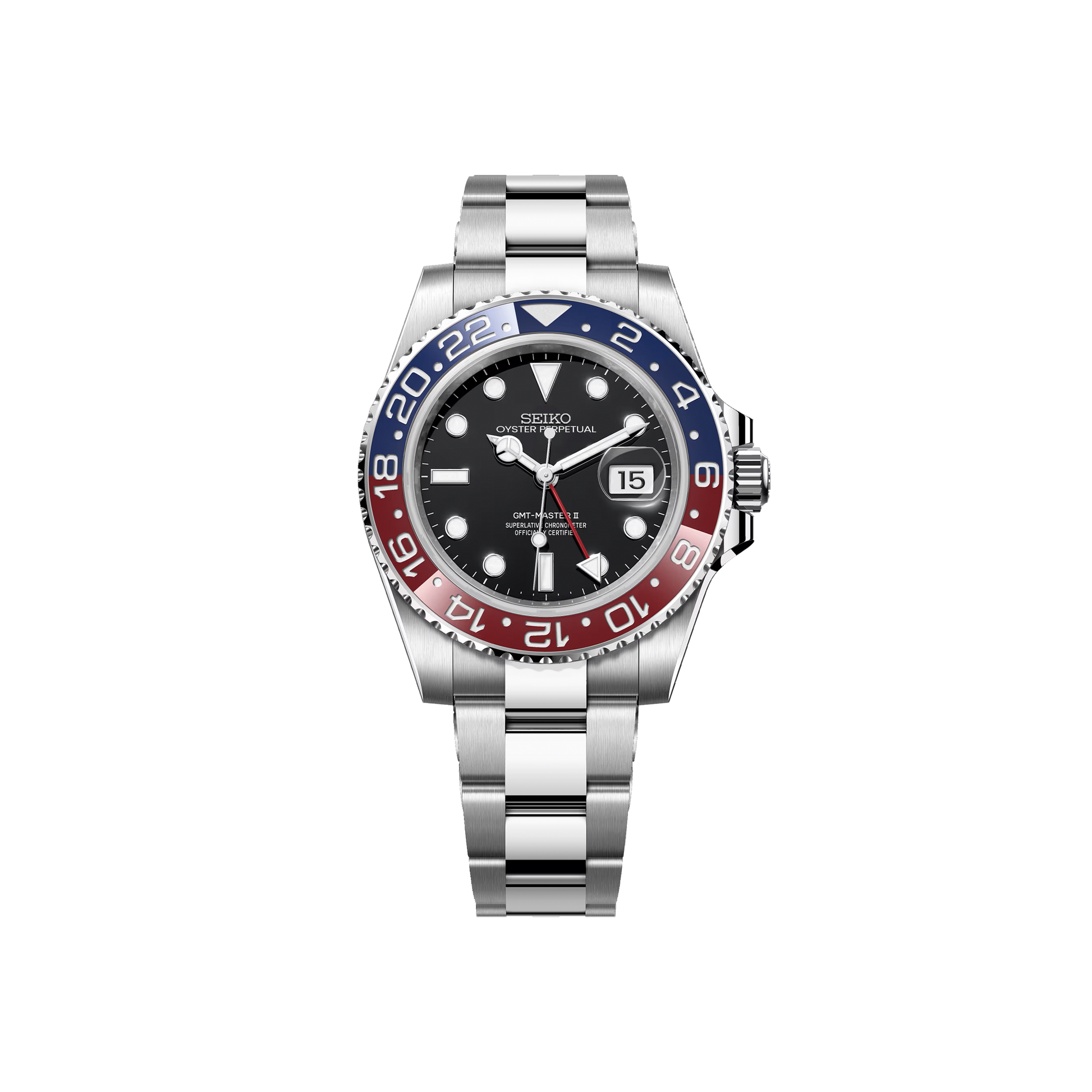 Seiko Mod GMT "Pepsi" Rouge & Bleu
