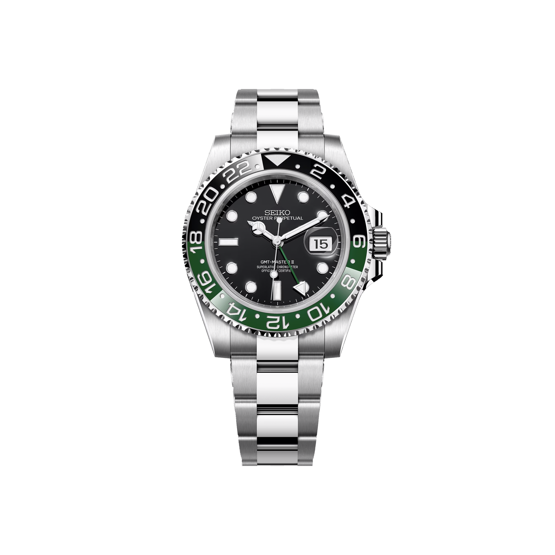 Seiko Mod GMT "Sprite" Noir & Vert