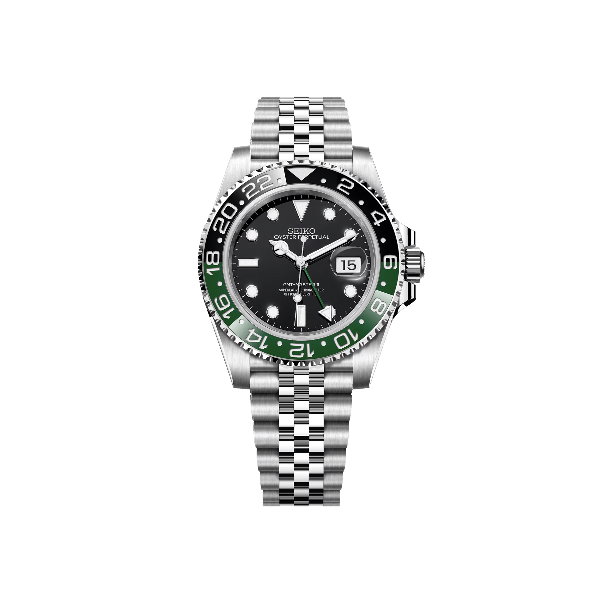 Seiko Mod GMT "Sprite" Noir & Vert