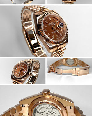 Seiko Mod DateJust - Or Rose - Marron