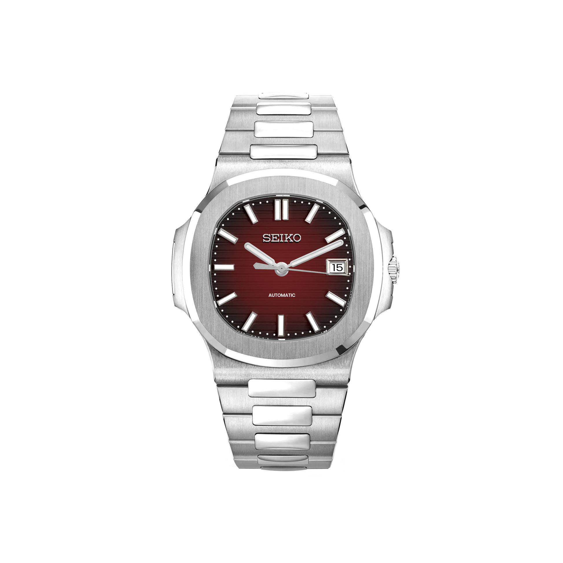 Seiko Mod Nautilus - Argent - Rouge Dégradé