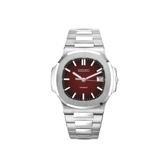 Seiko Mod Nautilus - Argent - Rouge Dégradé