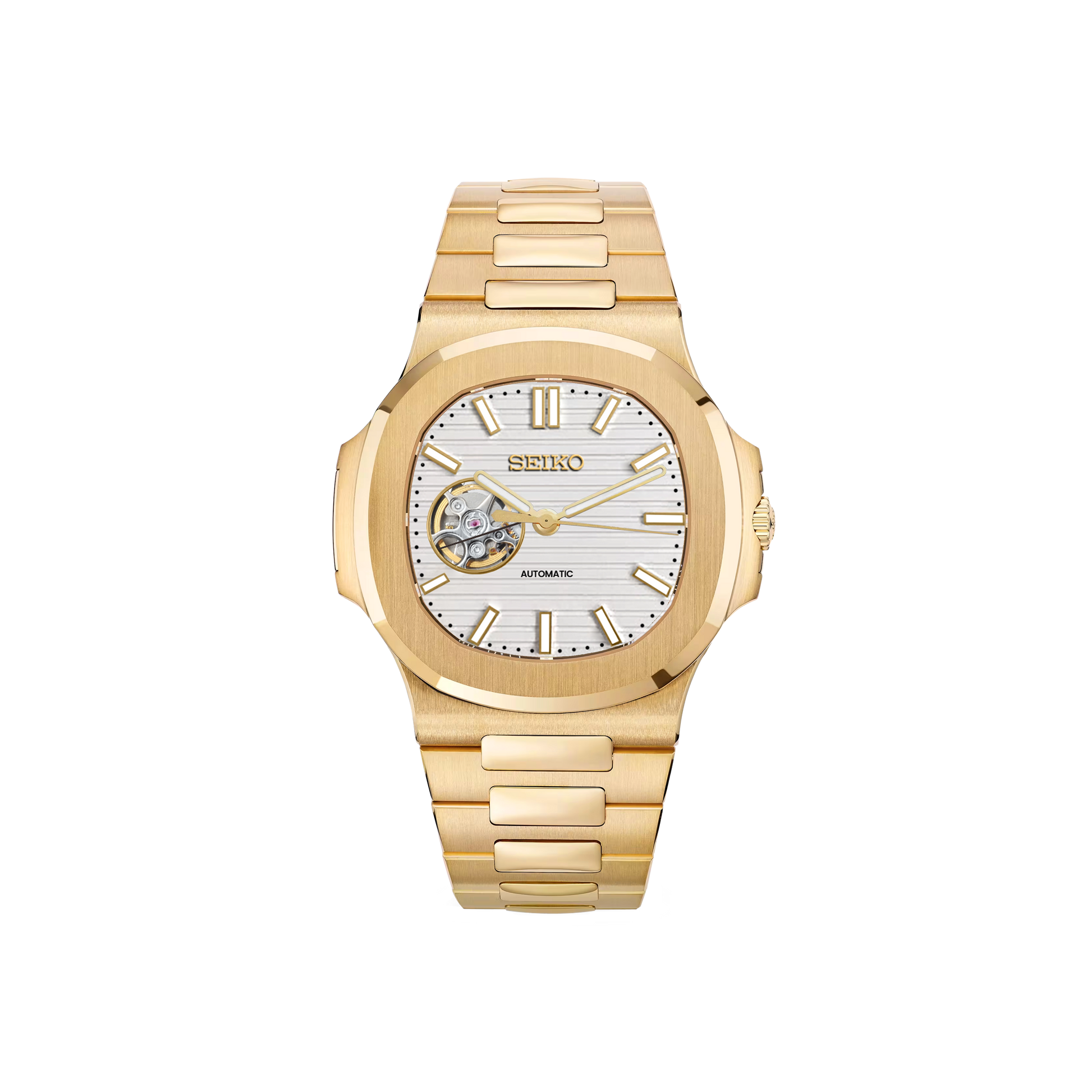 Seiko Mod Nautilus - Or - Blanc - OpenHeart