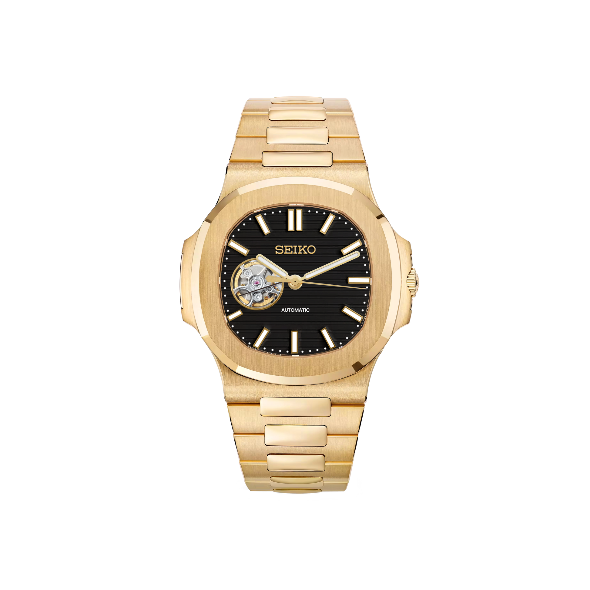 Seiko Mod Nautilus - Or - Noir - OpenHeart