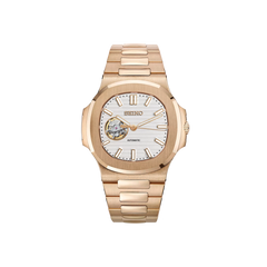 Seiko Mod Nautilus - Or Rose - Blanc - OpenHeart