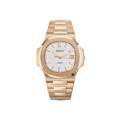 Seiko Mod Nautilus - Or Rose - Blanc