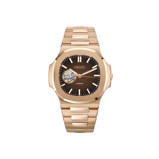 Seiko Mod Nautilus - Or Rose - Coffee - OpenHeart