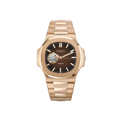 Seiko Mod Nautilus - Or Rose - Coffee - OpenHeart