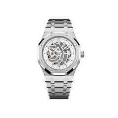 Seiko Mod Royal Skeleton Oak Argenté - Blanc