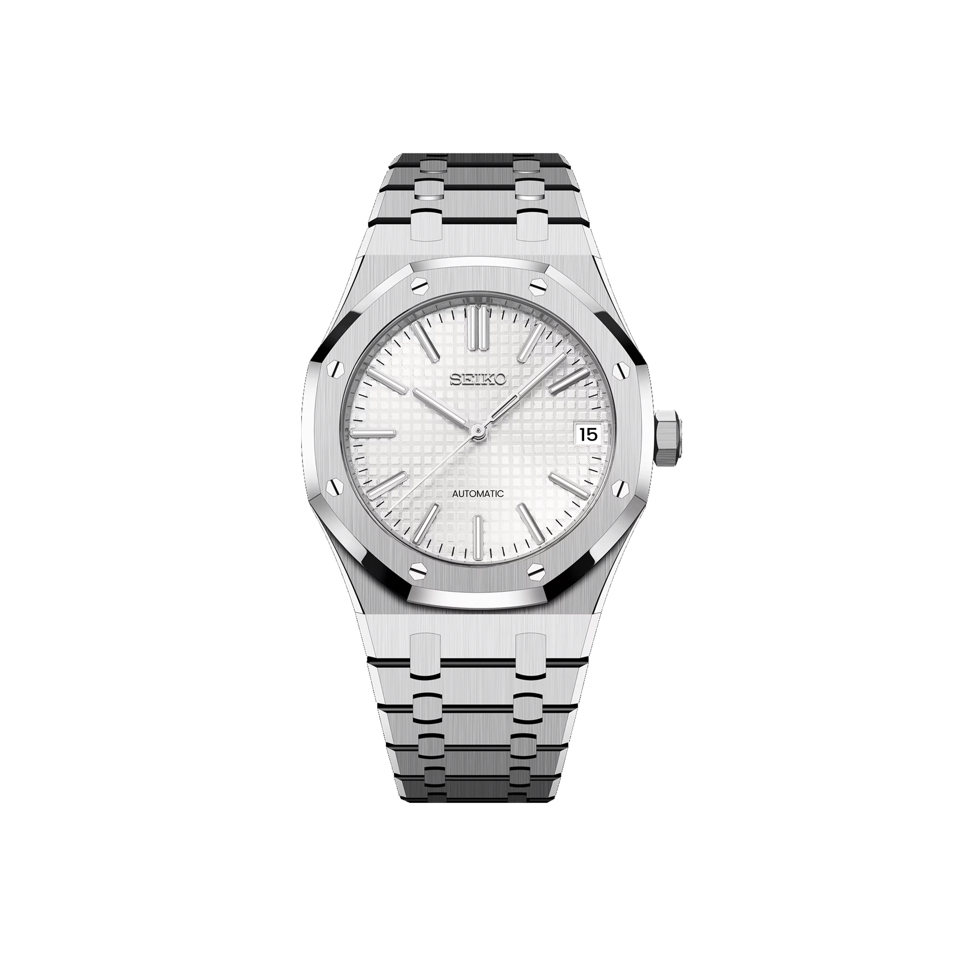 Seiko Mod Royal Oak Argenté - Blanc