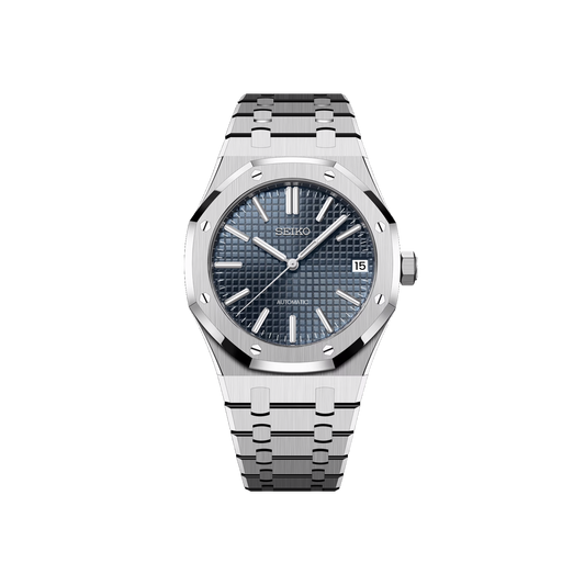 Seiko Mod Royal Oak Argenté - Bleu