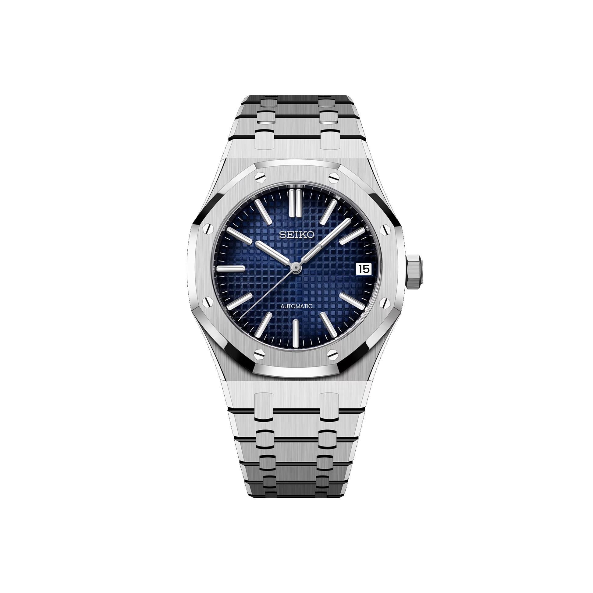 Seiko Mod Royal Oak Argenté - Dégradé Noir/Bleu