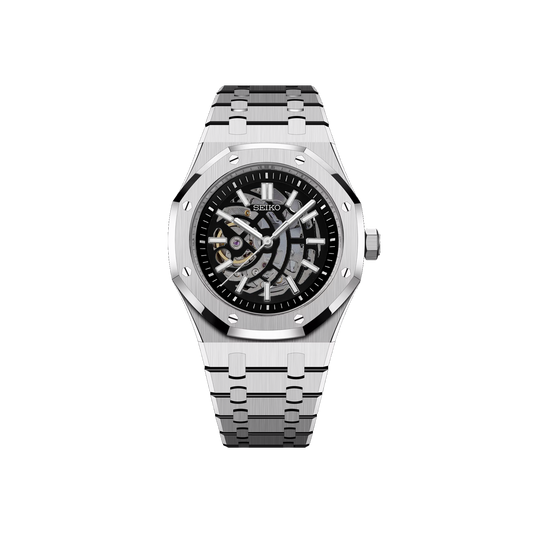 Seiko Mod Royal Skeleton Oak Argenté - Noir
