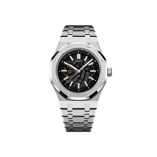 Seiko Mod Royal Skeleton Oak Argenté - Noir