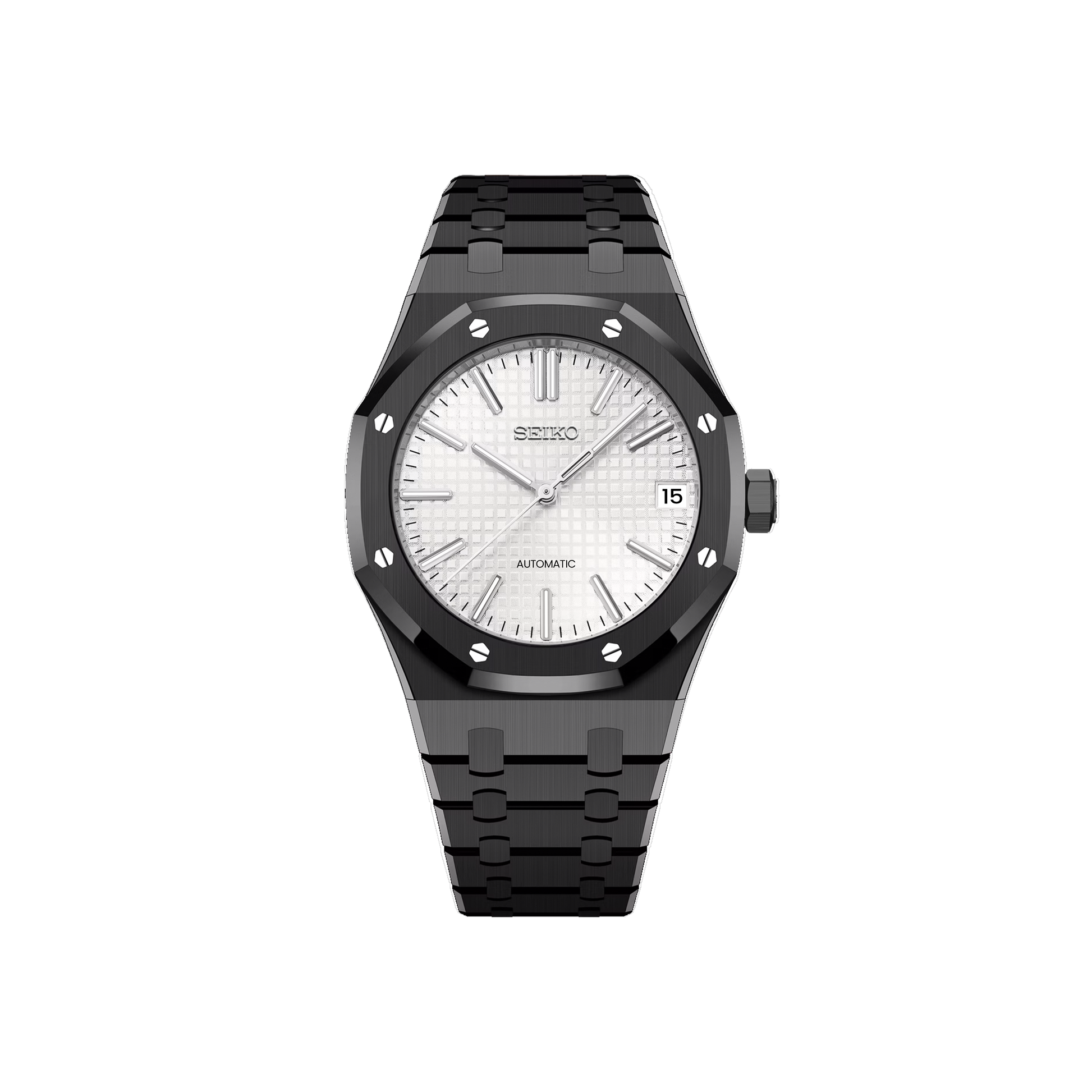 Seiko Mod Royal Oak Noir - Blanc