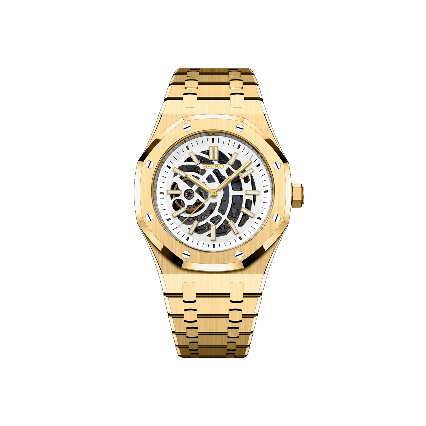 Seiko Mod Royal Skeleton Oak Or - Blanc