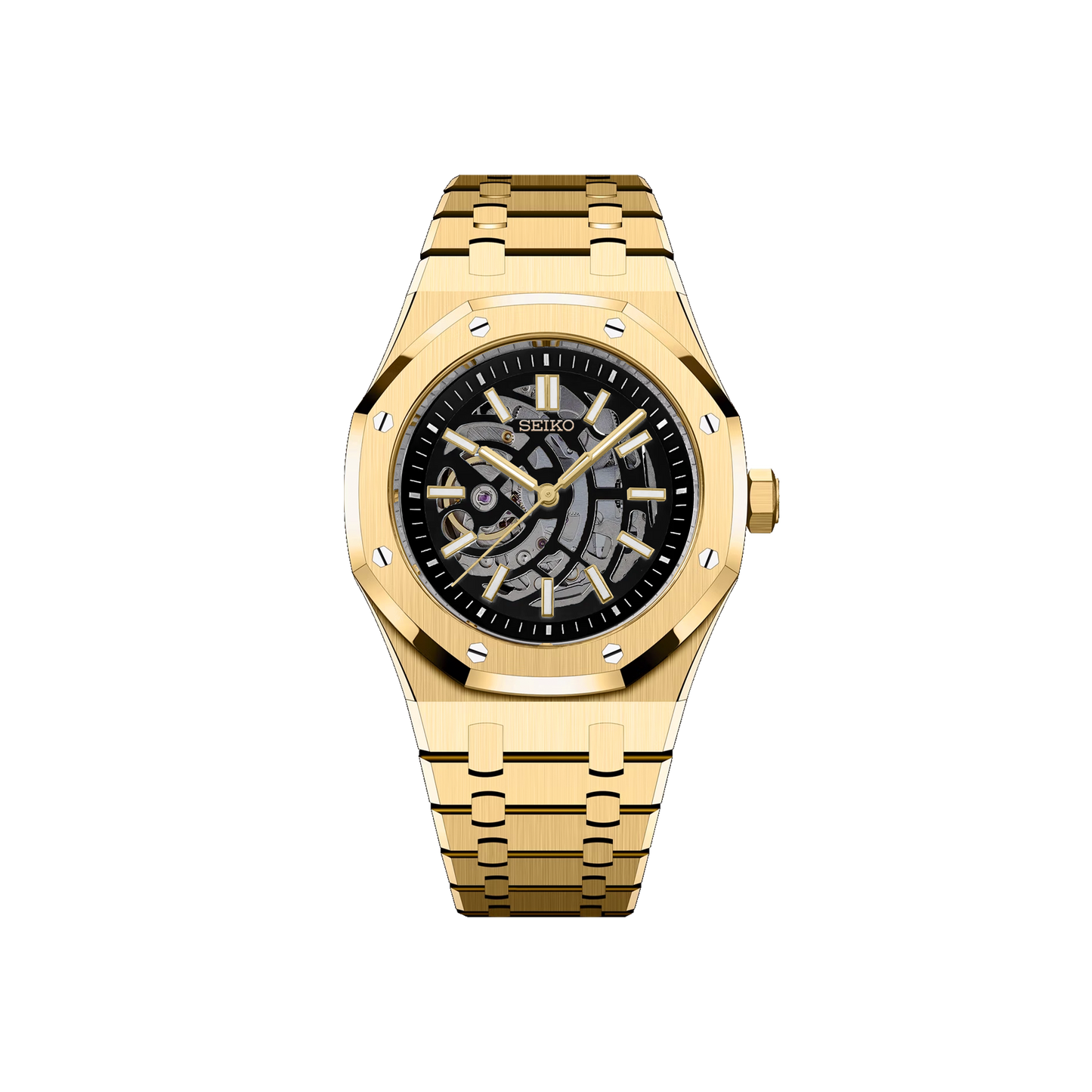 Seiko Mod Royal Skeleton Oak Or - Noir