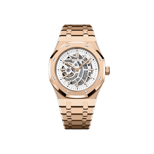 Seiko Mod Royal Skeleton Oak Or Rose - Blanc