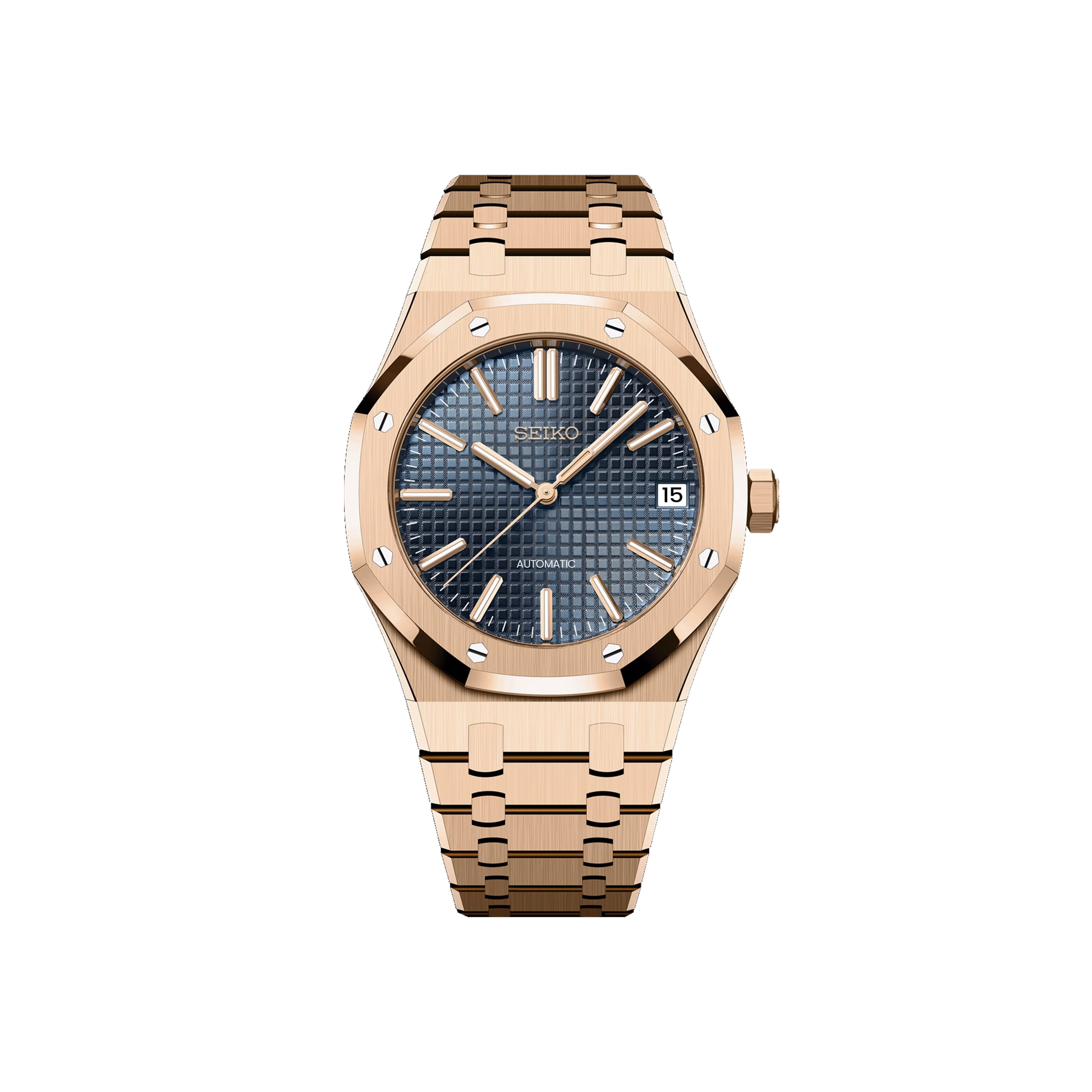 Seiko Mod Royal Oak Or Rose - Bleu