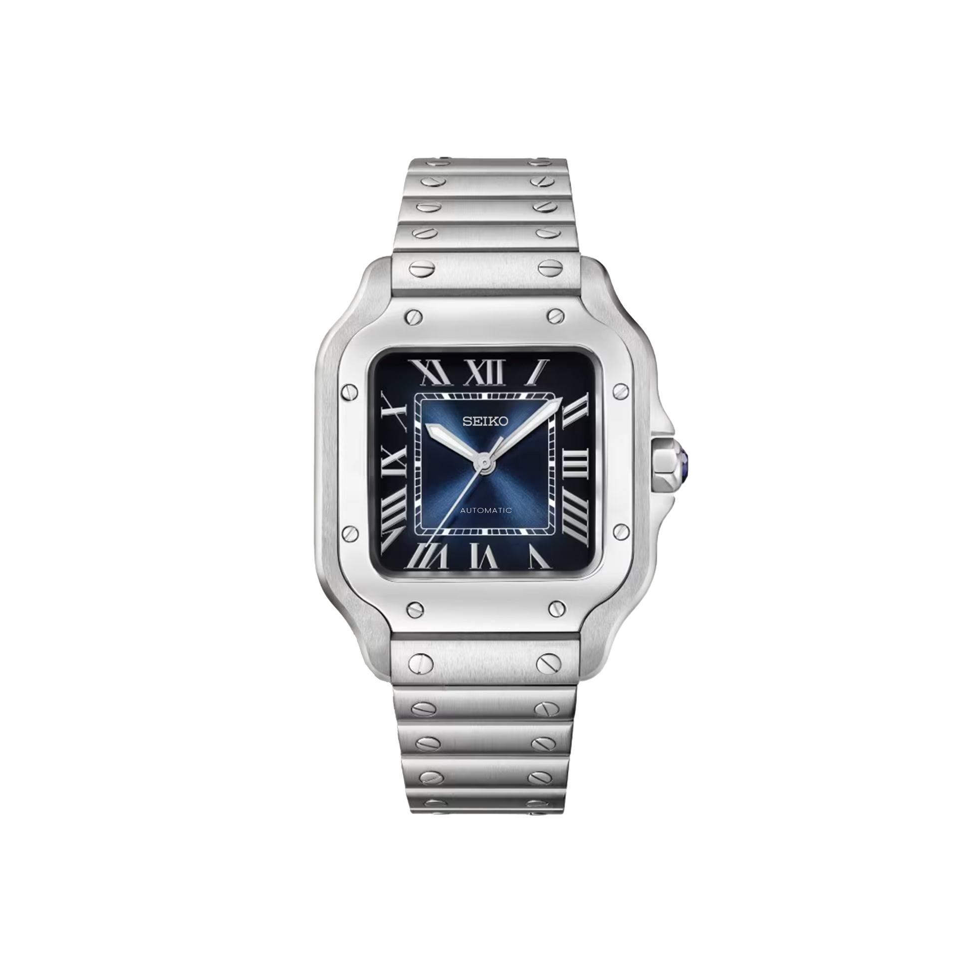 Seiko Mod Santos - Argent - Bleu