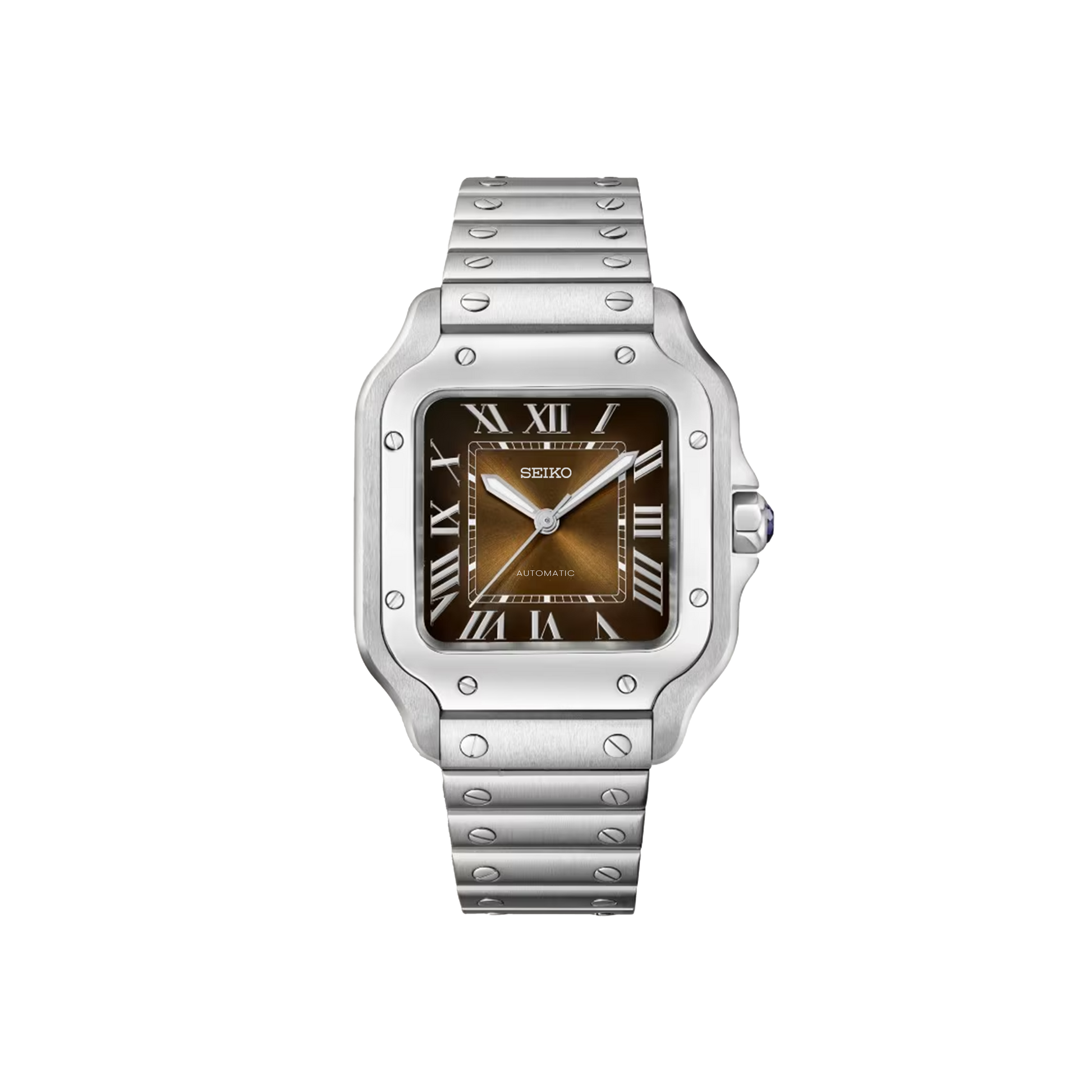 Seiko Mod Santos - Argent - Marron