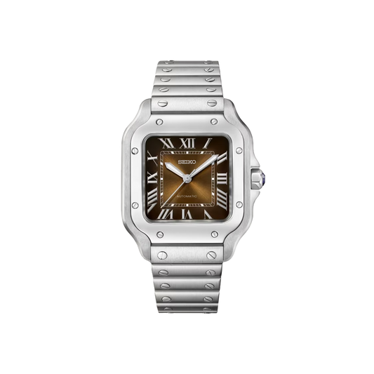 Seiko Mod Santos - Argent - Marron