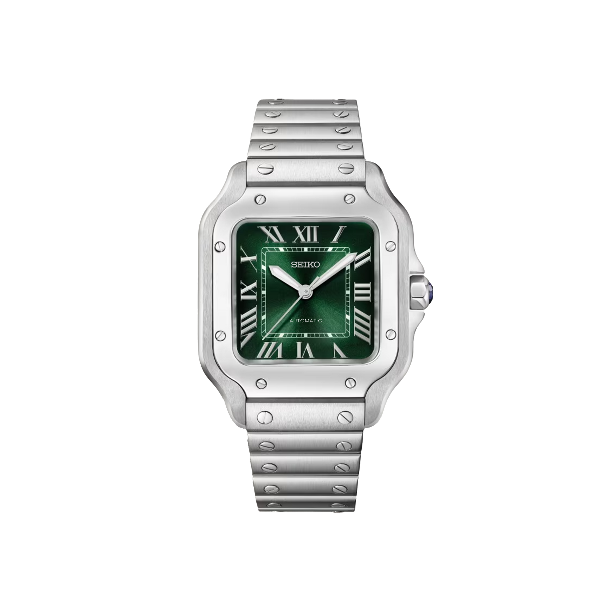 Seiko Mod Santos - Argent - Vert