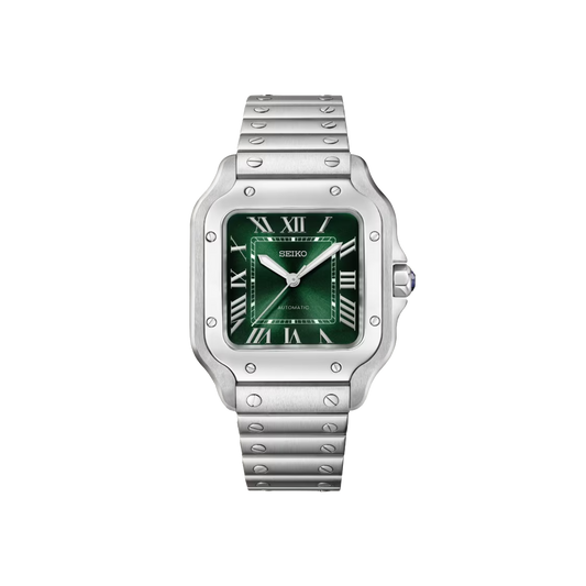 Seiko Mod Santos - Argent - Vert