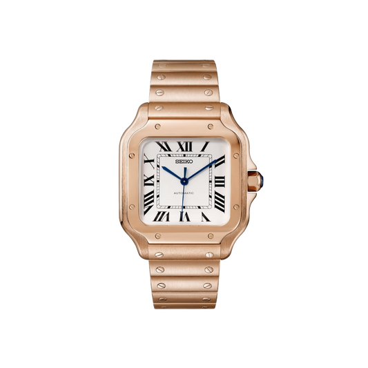 Seiko Mod Santos - Or Rose - Blanc